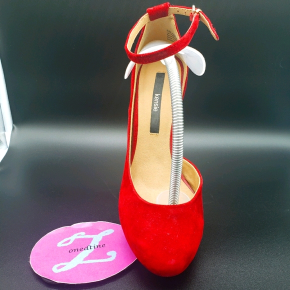 Kensie Nicky Platform Ankle Strap Heels Red Sz 8 - Picture 6 of 8